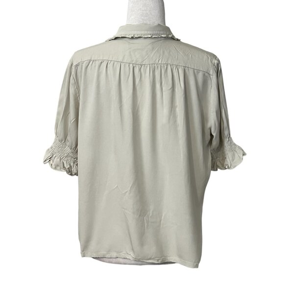 Simple Retro Women's Top Button Down Blouse Short Sleeve Size Large Embroidered - Picture 2 of 9